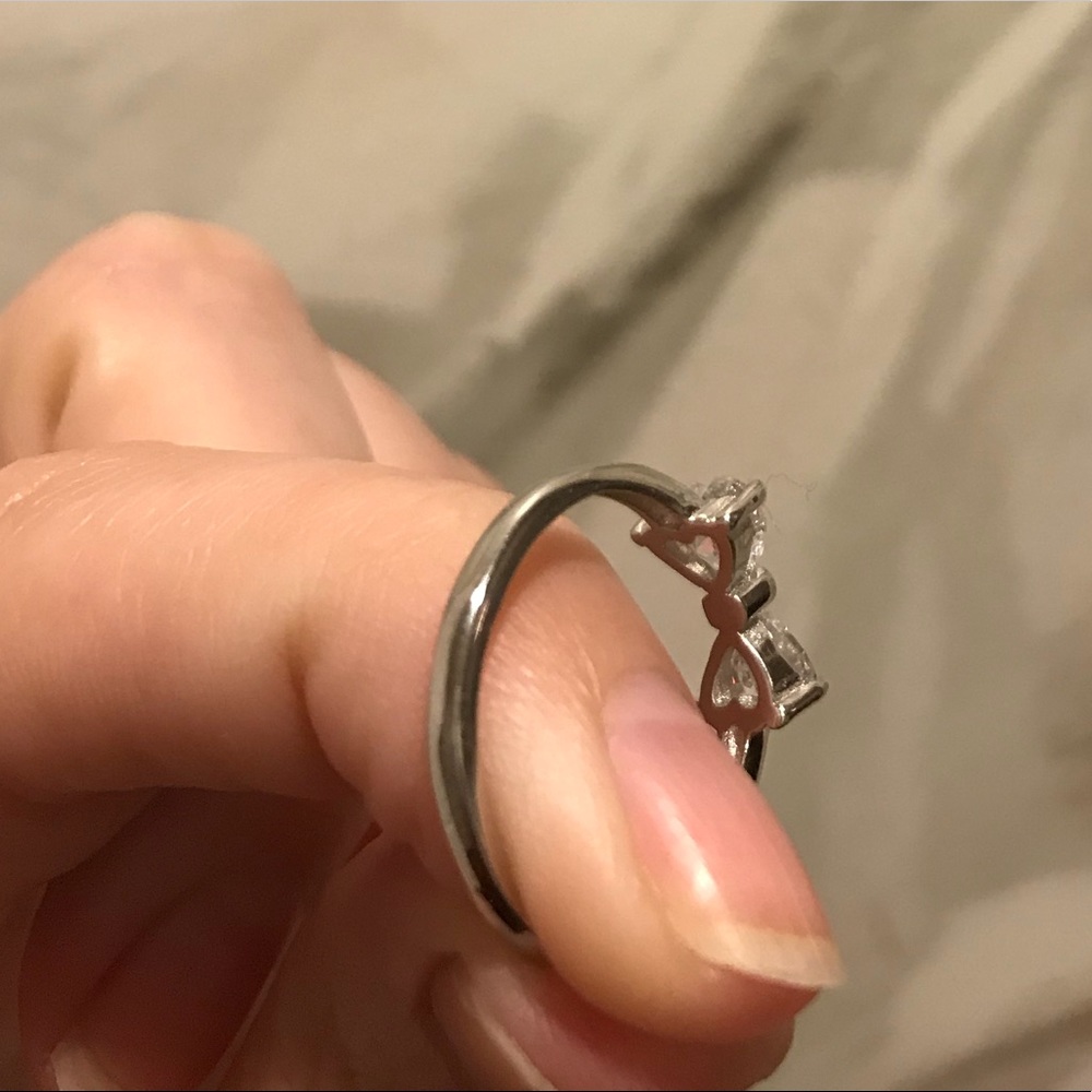 Sterling Silver Bowring W Heart Shaped Cz Diamonds View 2